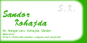 sandor kohajda business card